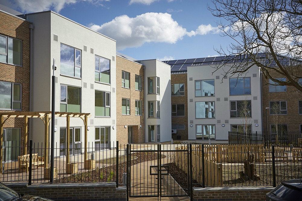 Sliding patio doors, windows, and curtain walling on care home development