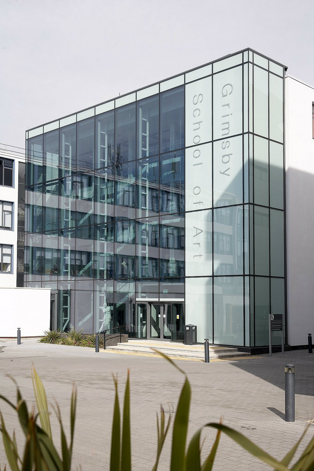 Curtain walling and aluminium windows on a college building