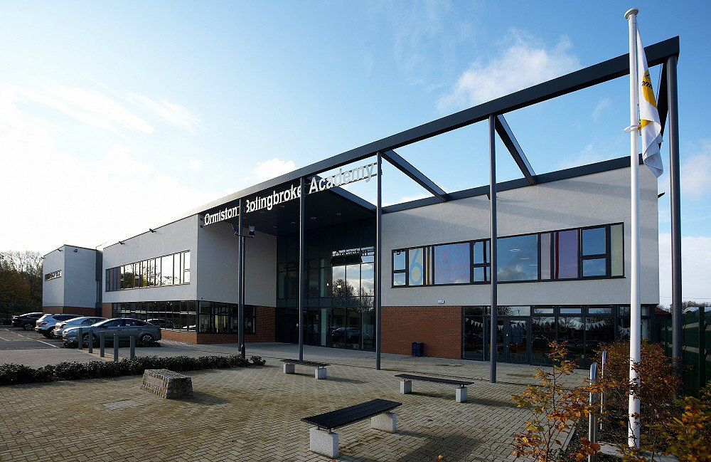 Commercial UPVC windows and curtain walling on a school building