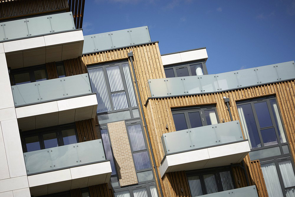 Balconies and curtain walling on a residential development