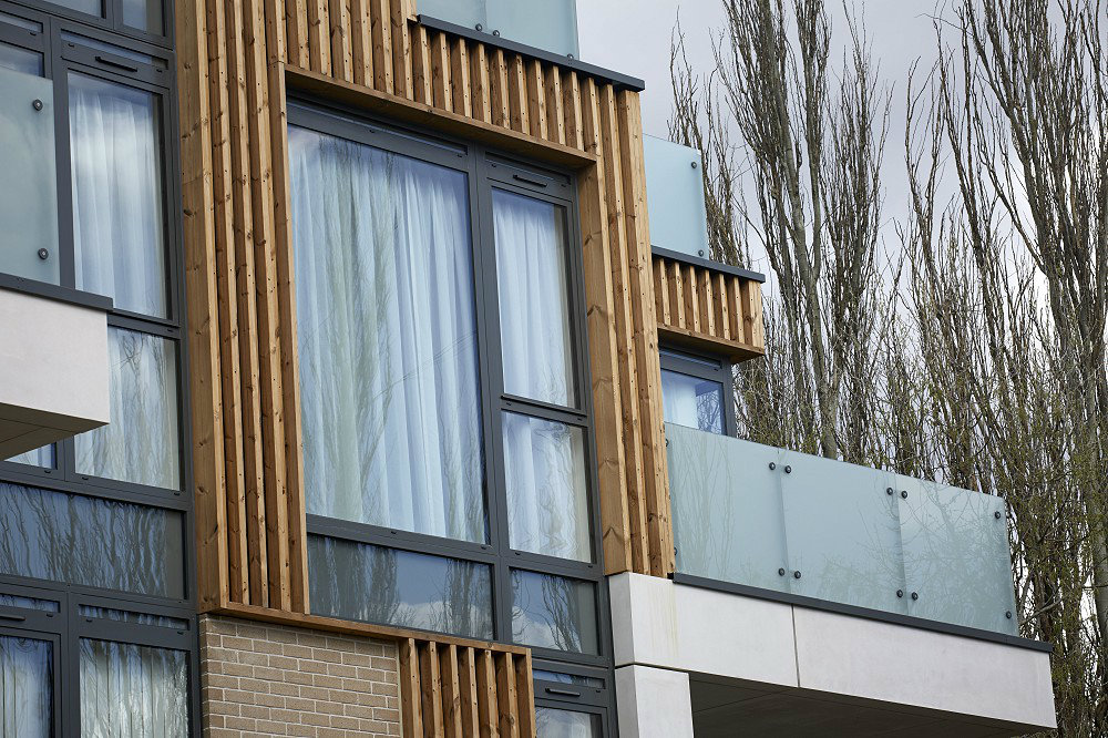 Aluminium windows on a London apartment block