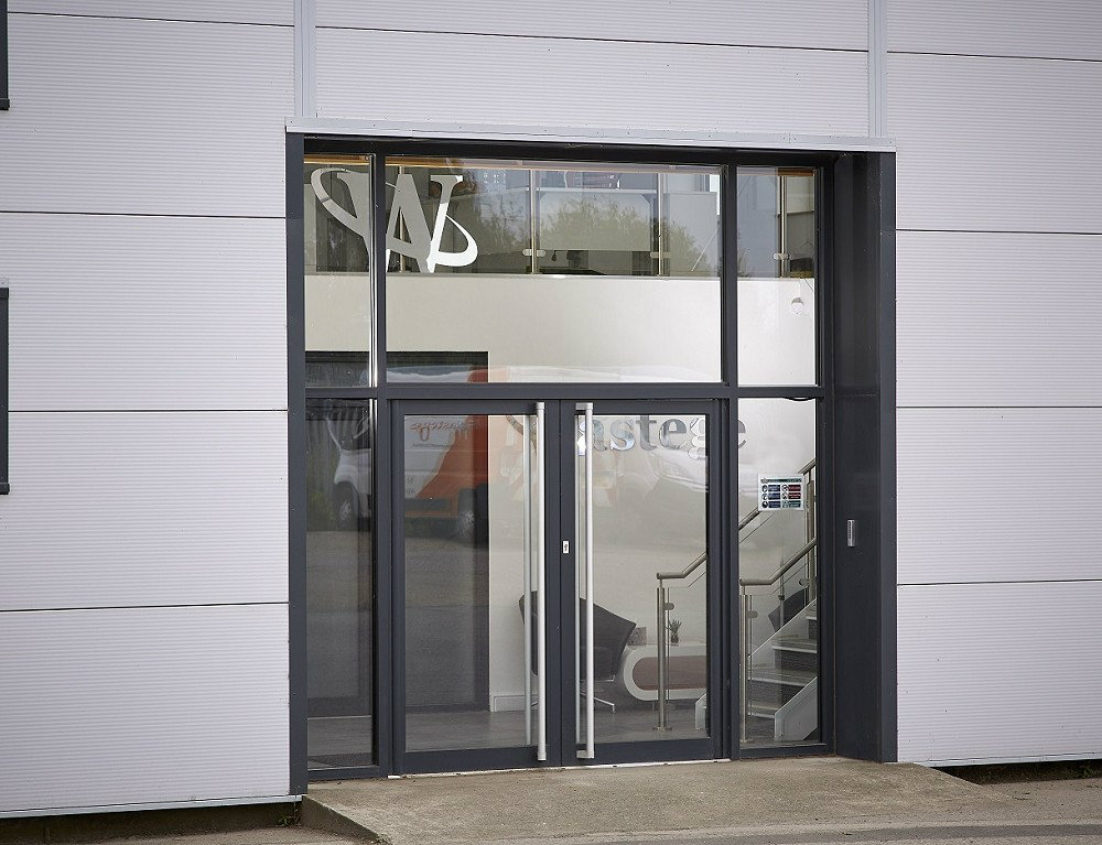 Aluminium entrance doors on an office in Welton, east Yorkshire