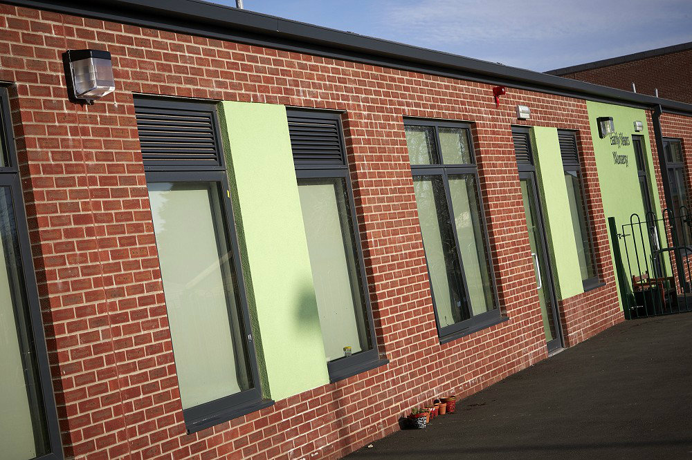 Aluminium windows and doors on a school building